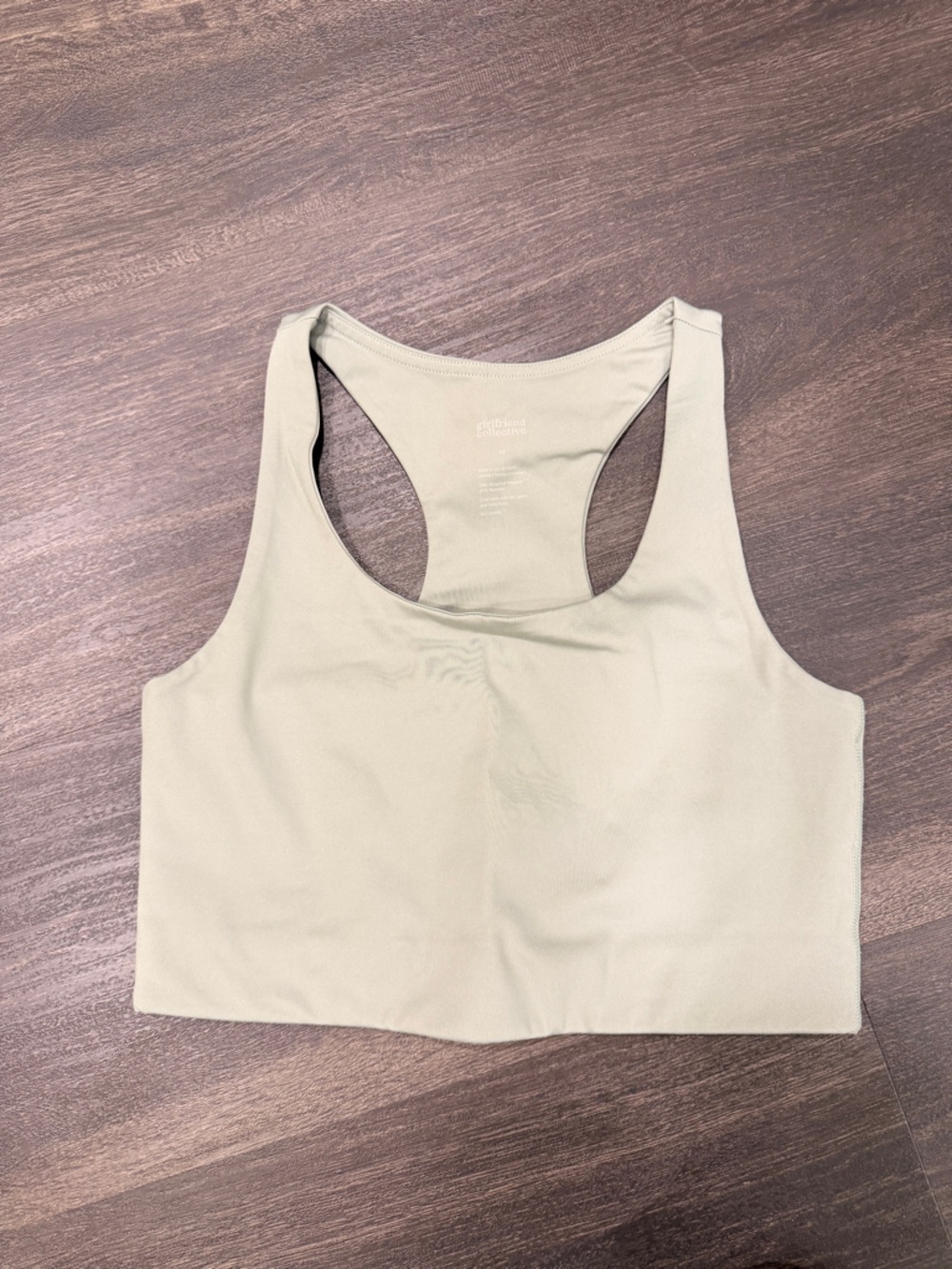 girlfriend collective sage green seamless racerback crop